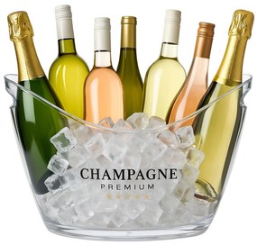 Veľké plastové vedro na ľad a chladič nápojov Relaxdays RD48735, 8 l – priehľadné