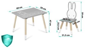 Detský stôl Bunny s dvoma stoličkami Ricokids RC-847