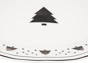 Krémový porcelánový dezertný tanierik so stromčekmi X-Mas Tree - Ø 15*1,5 cm