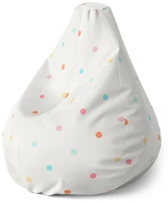 Sablio Sedací vak Pear Farebné bodky na béžovej - 70 x 95 x 15 cm