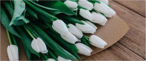 Obraz kytice bielych tulipánov (120x50 cm)