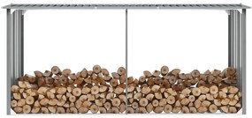 Záhradná kôlňa na drevo galvanizovaná oceľ 330x92x153 cm sivá