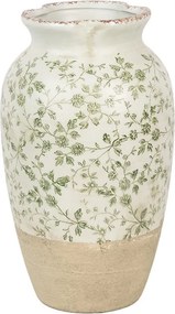 Béžová keramická váza so zelenými kvetmi Jenia L - Ø 21*37 cm
