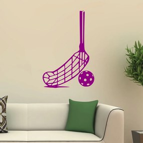 Veselá Stena Samolepka Florbalka a loptička Farba: fialová, Veľkosť: 40 x 27 cm