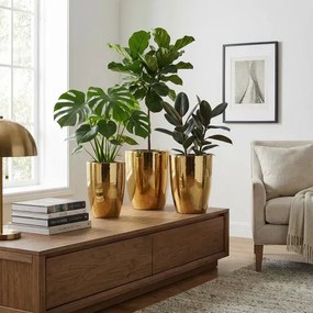 Sada 3 ks keramických květináčů NEVA GOLD XVI zlatá