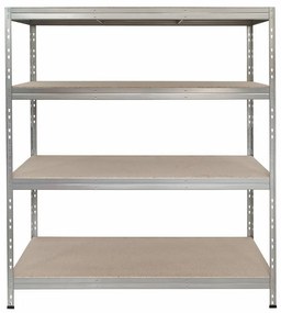 Bezskrutkový kovový regál RIVET, 180x150x60 cm, 4x HDF polica, zinok