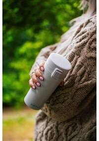 Biely cestovný termohrnček Vialli Design Fuori, 400 ml