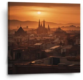 Sablio Obraz Barcelona Night Skyline - 110x110 cm