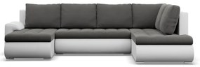 Sedacia súprava FORESTA v tvare U, pravá tmavosivá / biela
