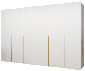 Šatníková skriňa 300 cm Alice 1 (biela + zlatá). Akcia -20%. Vlastná spoľahlivá doprava až k Vám domov. 1126139