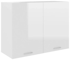 Závesná skrinka, lesklá biela 80x31x60 cm, drevotrieska
