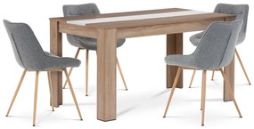 Jedálenský set z MDF so 4 sivými stoličkami, 138 x80 x 75 cm, dub Sonoma
