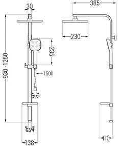 Mexen - Q33 sprchový set s hornou hlavicou Circle, chrómová, 798333395-00