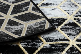 Koberec / Behúň GLOSS 409A 82 glamour, art deco čierny / sivý / zlatý