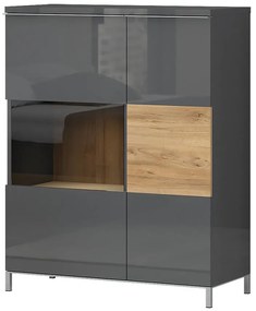 Vitrína Onyx V90-2KS/ON lakované anthracite/pacific walnut