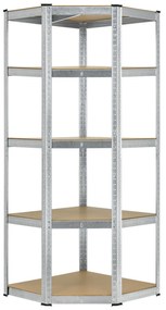 InternetovaZahrada Rohový regál Basic 180x70x40 cm - strieborný