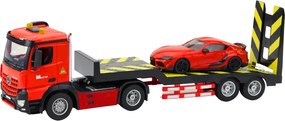 LEAN Toys Súprava odťahovka a diaľkovo ovládané RC športové osobné auto, červené, 1:16