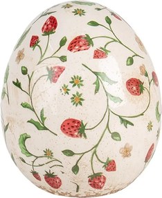 Keramické dekoračné vajíčko s jahôdkami Wild Strawberries L - Ø 14*16 cm
