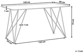 Jedálenský stôl s mramorovým efektom 140 x 80 cm biela/zlatá KENTON Beliani