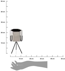 Sada 3 ks květináčů na stojanu SASHI stříbrná