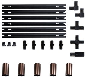 Moderný koľajnicový systém s 5 tmavými bronzovými bodovými svetlami 1-fázový GU10 50 mm - Iconic Ruby