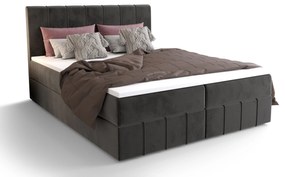 Manželská posteľ  Boxspring 140 cm Barack (tmavosivá) (s matracom a úložným priestorom). Akcia -20%. Vlastná spoľahlivá doprava až k Vám domov. 1046379