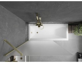 Mexen Next, 1-krídlová vaňová zástena 100 x 150 cm, 6mm sklo námraza, zlatá matná, 895-100-000-00-30-55