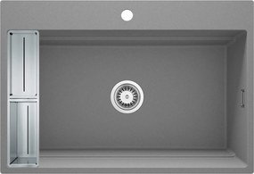Deante Magnetic, 1-komorový granitový drez 760x520x220mm, šedá metalíza, DEA-ZRM_S10B