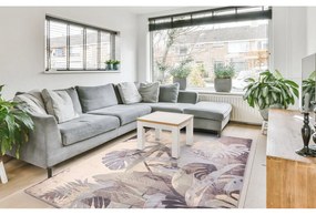 Krémovo-sivý vlnený koberec 133x180 cm Plants – Agnella