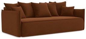 Terakotová zamatová rozkladacia/s úložným priestorom pohovka 225 cm Hula – Makamii