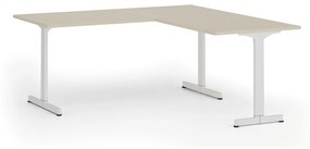 Kancelársky stôl PRIMO BETA L, 1800 x 1800 mm, biela podnož, breza