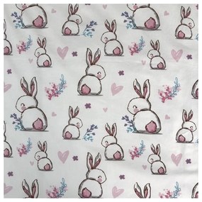 Bielo-ružové bavlnené detské obliečky do postieľky 100x135 cm Bunny "Sweet" – Jerry Fabrics