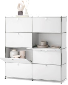 Vysoká komoda »CN3« s 8 výklopnými dvierkami, biela