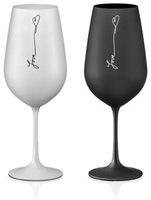 Crystalex poháre na červené víno LOVE čierno biela 550 ml 2KS