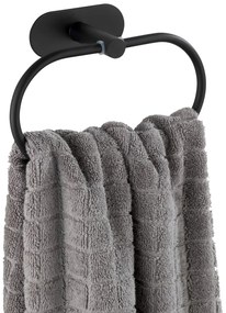 Antikoro matne čierny nástenný držiak na uteráky Wenko Orea Ring Turbo-Loc ®