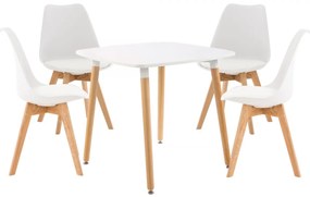 Design-Shop Jedálenska súprava stoličiek a stola Liborg (SET 4+1), biela