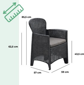 Záhradný set AKITA, 3-dielny, antracitová I.P.A.E-Progarden