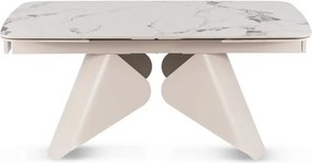 Rozkladací keramický stôl RENATO 160–240 cm Biely mramor/kašmír