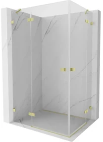 Mexen Lunar Duo, výklopný sprchový kút 85 x 70 cm, 8mm číre sklo, zlatý matný profil, 834-085L-070P-55-00