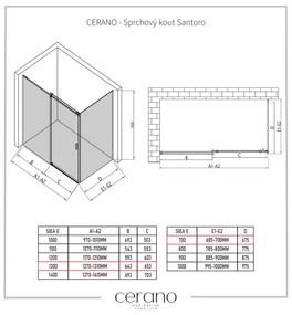 Cerano Santoro, sprchovací kút s posuvnými dverami 130(dvere) x 70(stena) x 195 cm, 6mm číre sklo, chrómový profil, CER-CER-425431