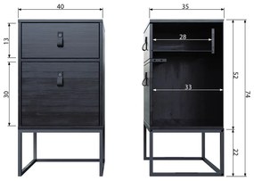 Čierny nočný stolík so zásuvkou a dvierkami WOOOD Zola