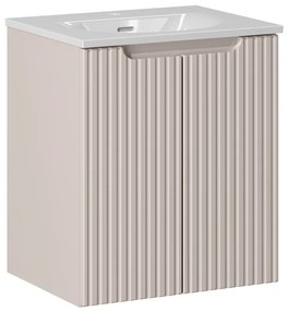 Závěsná skříňka Nova Cashmere II se zápustným umyvadlem 50 cm kašmírová/bílá