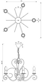 Luster na reťazi MAURO 5xE14/60W/230V