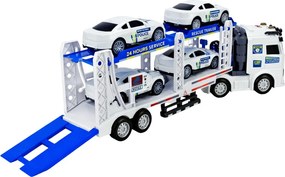 LEAN Toys Policajné nákladné auto, odťahovka, Lora, preprava policajných vozidiel, autá, svetlá, zvuky