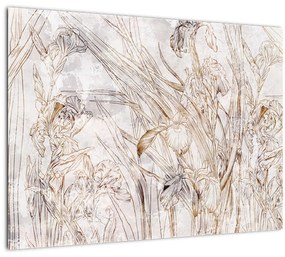 Sklenený obraz - Kosatce (70x50 cm)