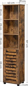 Vysoká skrinka s 3 otvorenými priehradkami, rustikálna hnedá
