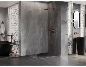 Mexen Lunar-B, pravostranný výklopný sprchový kút 85 x 80 cm, 8mm číre sklo, profil medená matná, 832-085-080-65-00-P