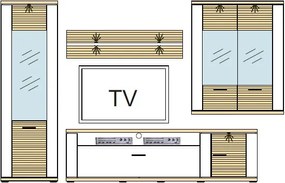 Obývacia stena Boston, čierna/dub ribbeck, s osvetlením