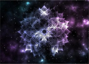 Sklenený obraz - Lotusová mandala vo vesmíre (70x50 cm)