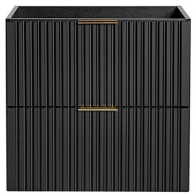 Závěsná skříňka Casad s deskou a umyvadlem 60 cm černá/dub wotan